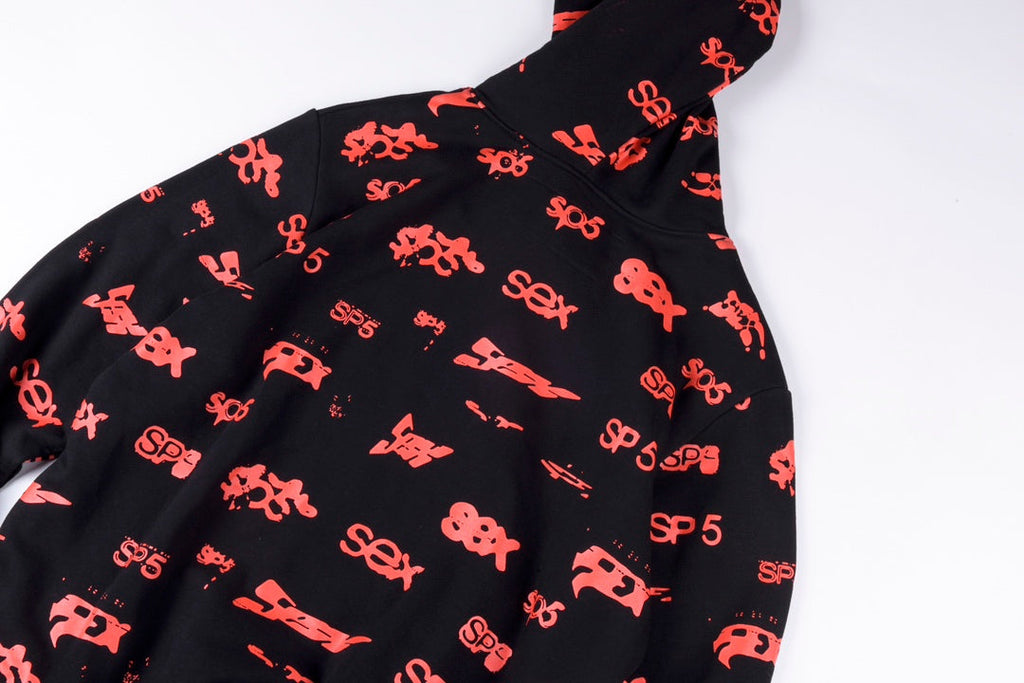 SP5DER graphic-print "Black" Hoodie