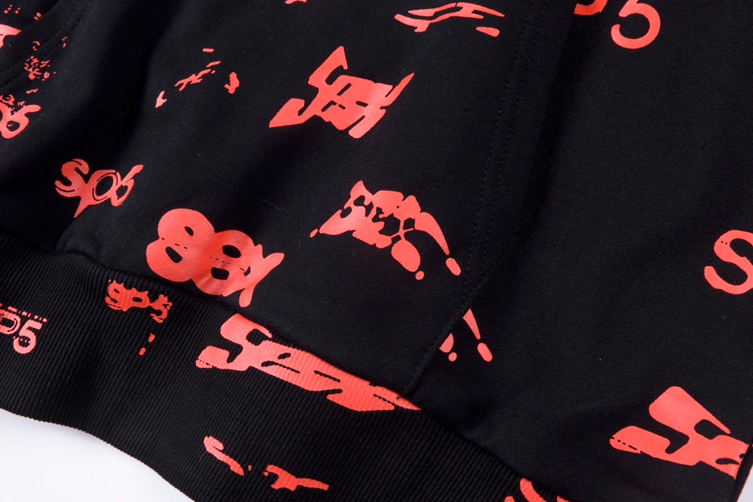 SP5DER graphic-print "Black" Hoodie