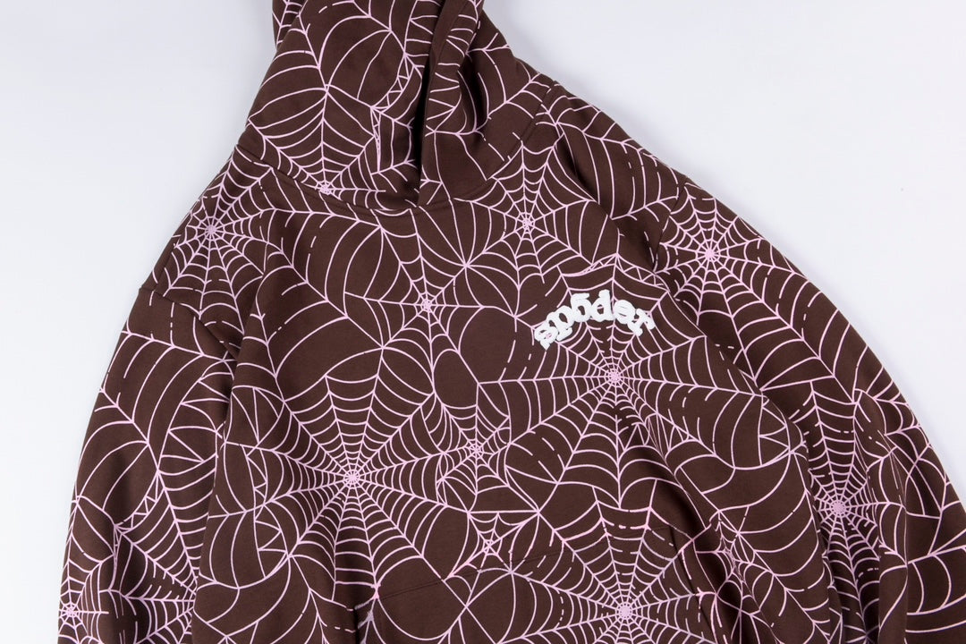 Sp5der AOP Hoodie Brown
