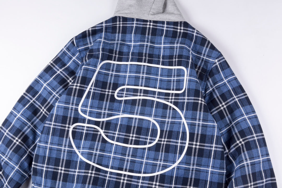 Sp5der Hooded Zip Flannel Shirt Jacket