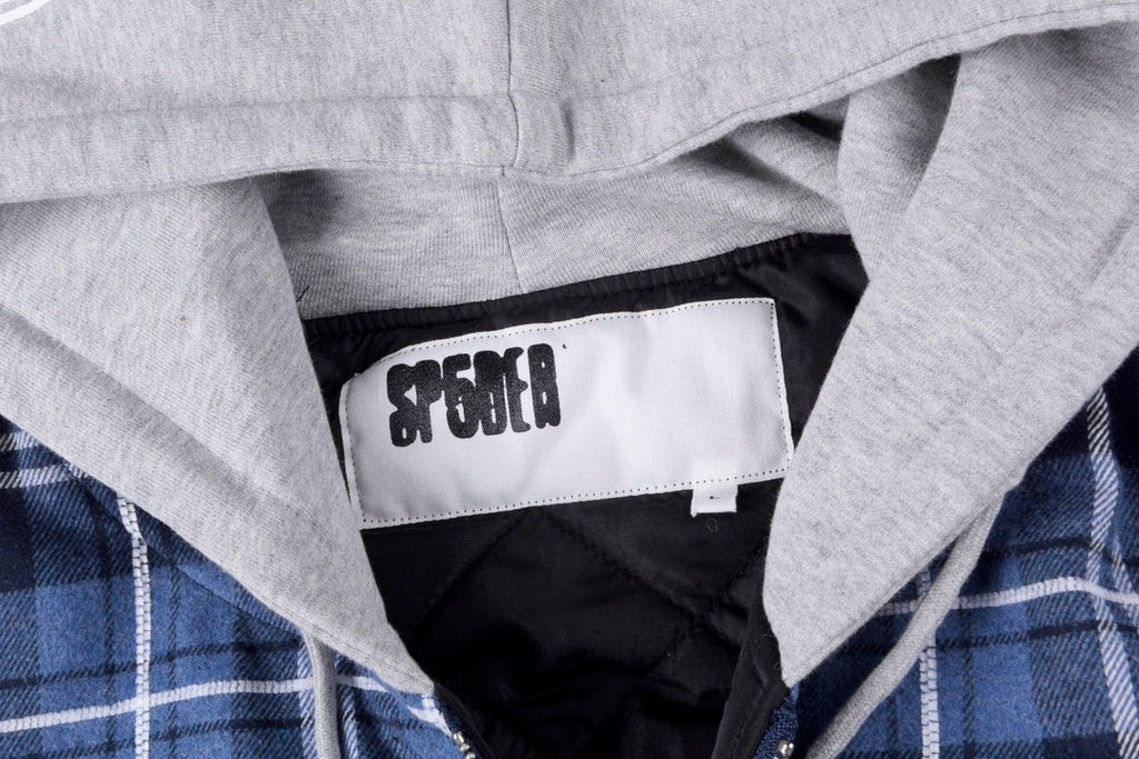 Sp5der Hooded Zip Flannel Shirt Jacket
