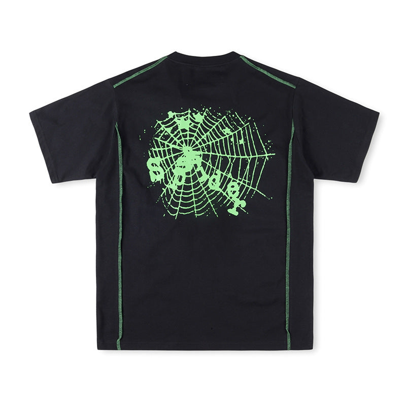 Sp5der Contrast Stitch Slub Tee