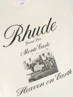 RHUDE Men's Natural Off- 'Heaven On Earth' T-Shirt