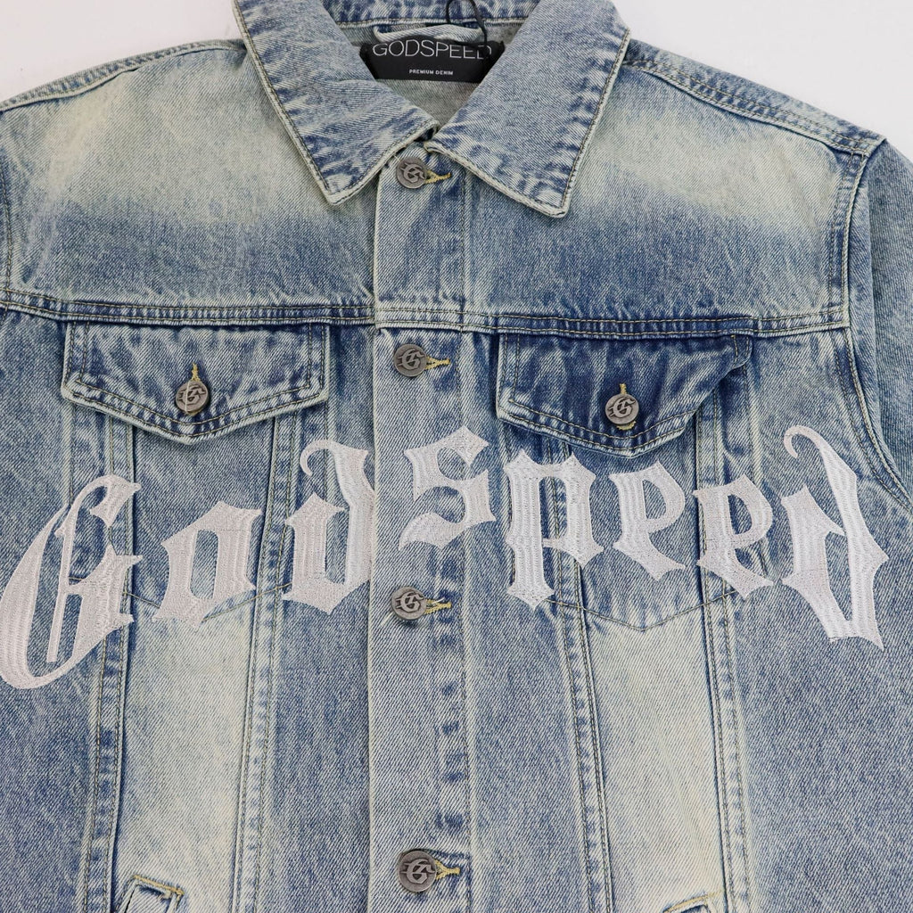 Godspeed Embroidered Letter Denim Jacket