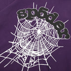 Sp5der Web Print Gothic Punk Hoodie-Purple #143