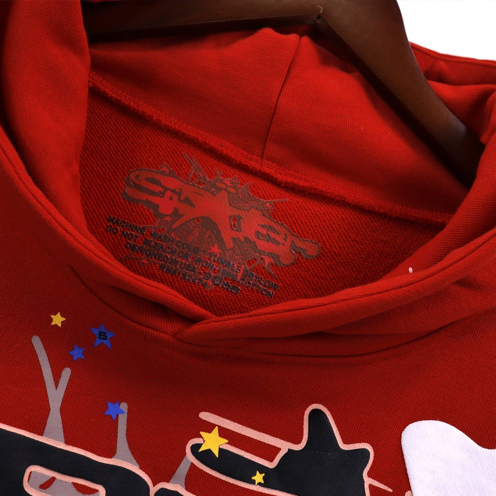 Sp5der Spider Web Hoodie-Red #5505