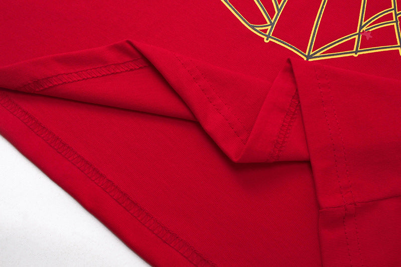 Sp5der Spider Web Print Gothic Punk T-Shirt Red